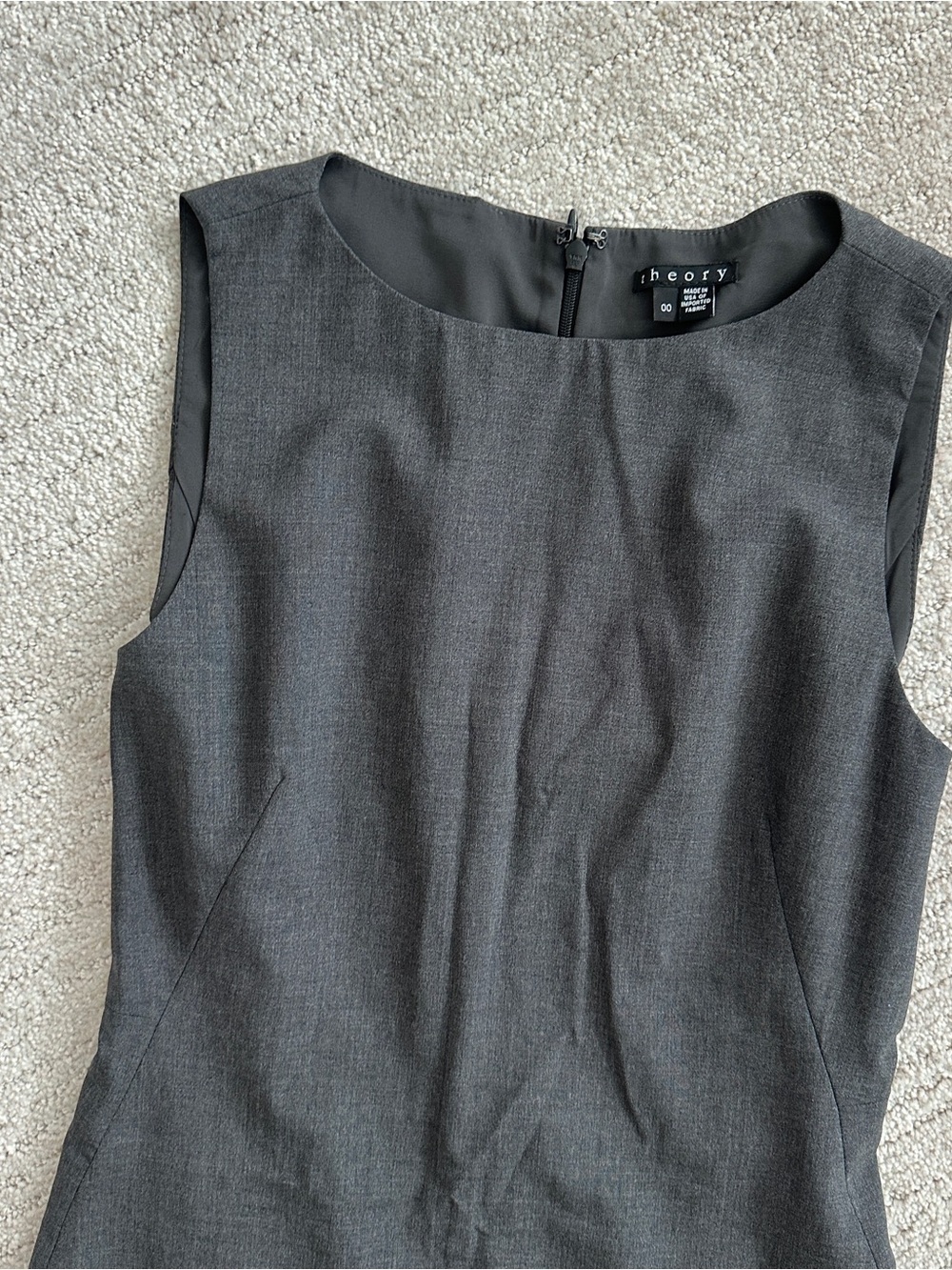 Theory Wool Boatneck Sheath Dress in Gray - Picture 2 of 5